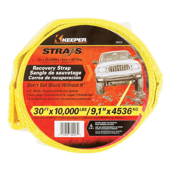 Keeper Keeper 2 in. W X 30 ft. L Yellow Vehicle Recovery Strap 10000 lb 1 pk 89923 - main